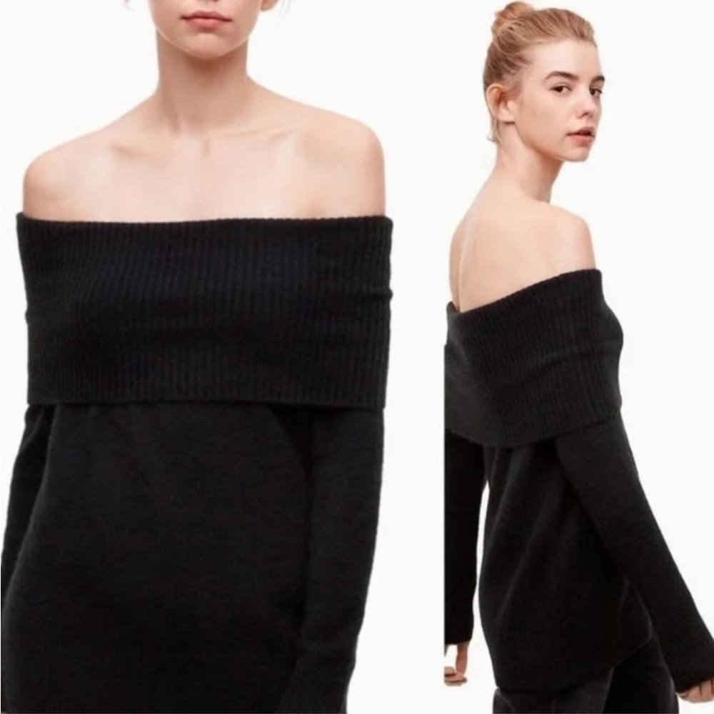 Aritzia Wilfred Free‎ Faretta Off The Shoulder Black Sweater